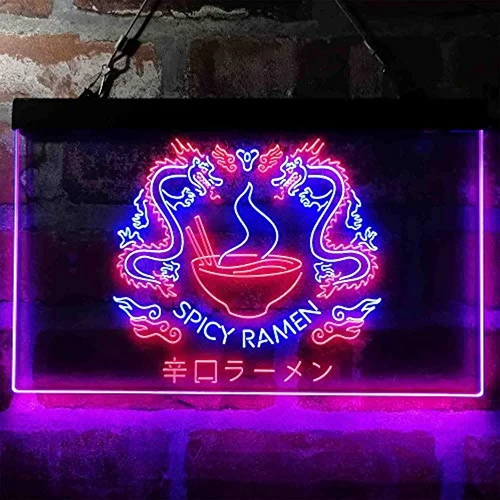 Spicy Dragon Ramen Food Dual LED Neon Light Sign